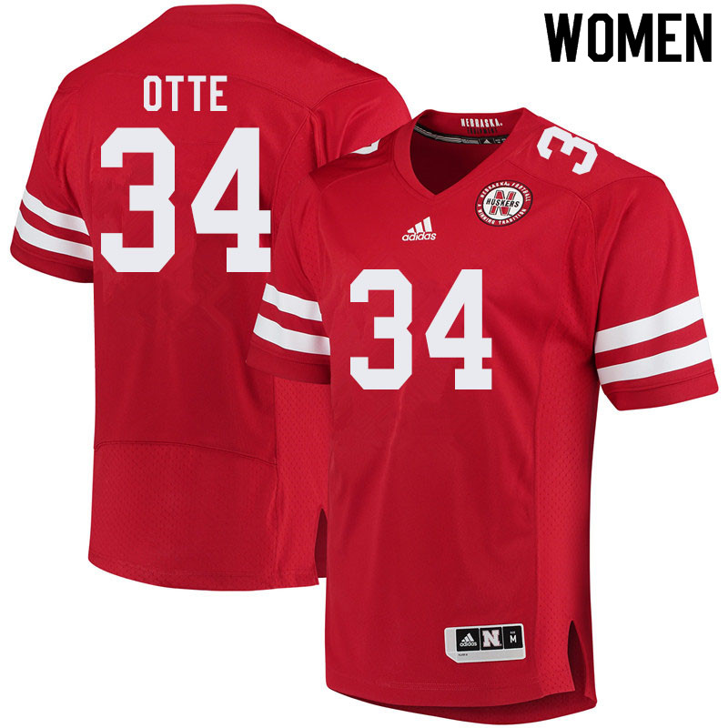 Women #34 Simon Otte Nebraska Cornhuskers College Football Jerseys Sale-Red